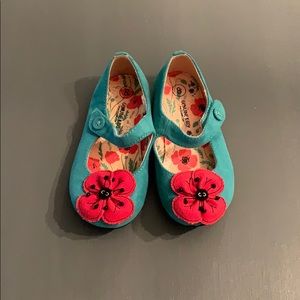 Toddler 8 Mary Jane Shoes Poppy Flowers Teal 🌺